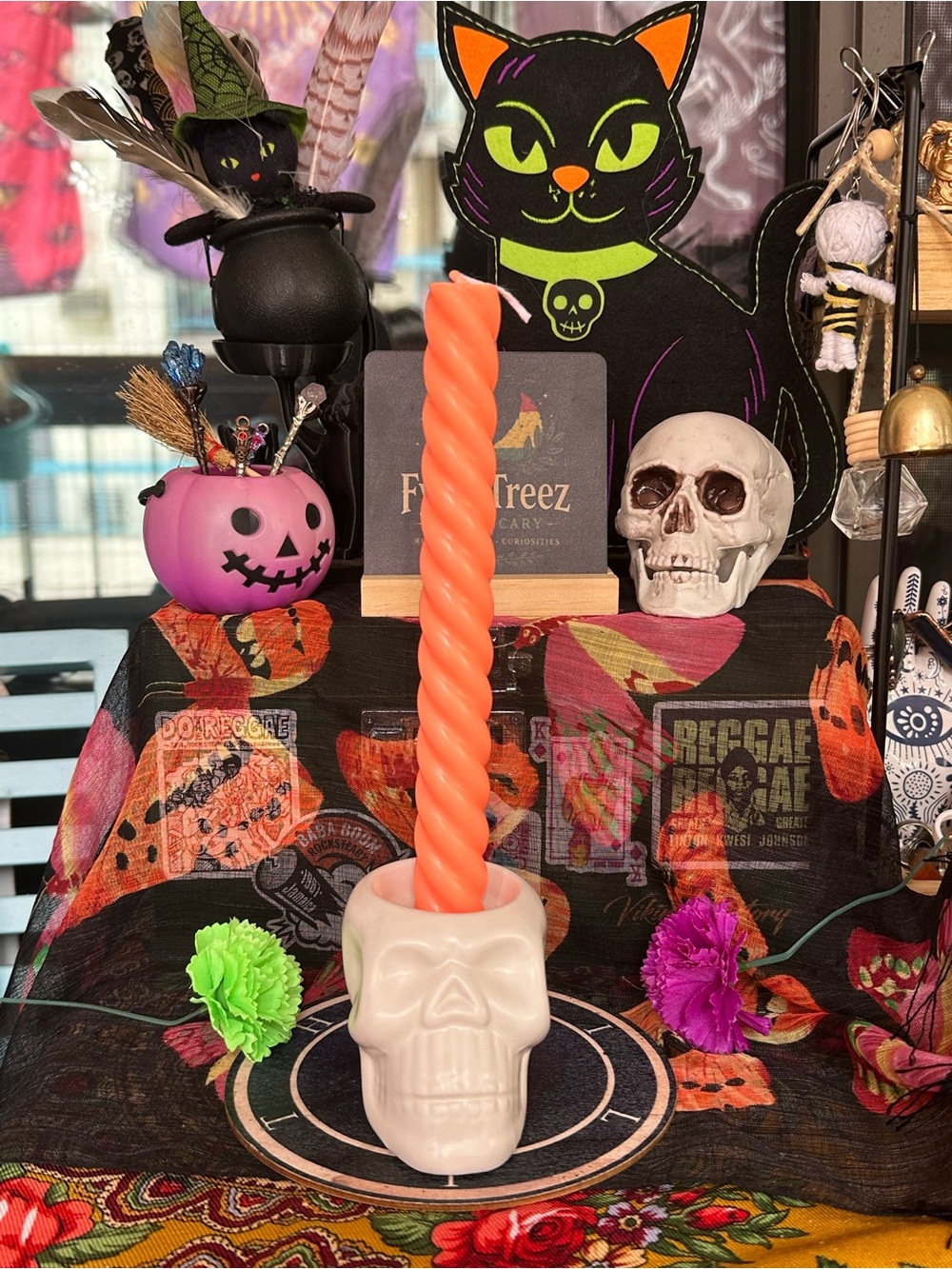 Handmade Peach Spiral Taper Candle – Tall Twisted Candle